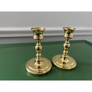 PAIR of Vintage BALDWIN Brass Candlesticks Candle Holders-USA Made-4.75"